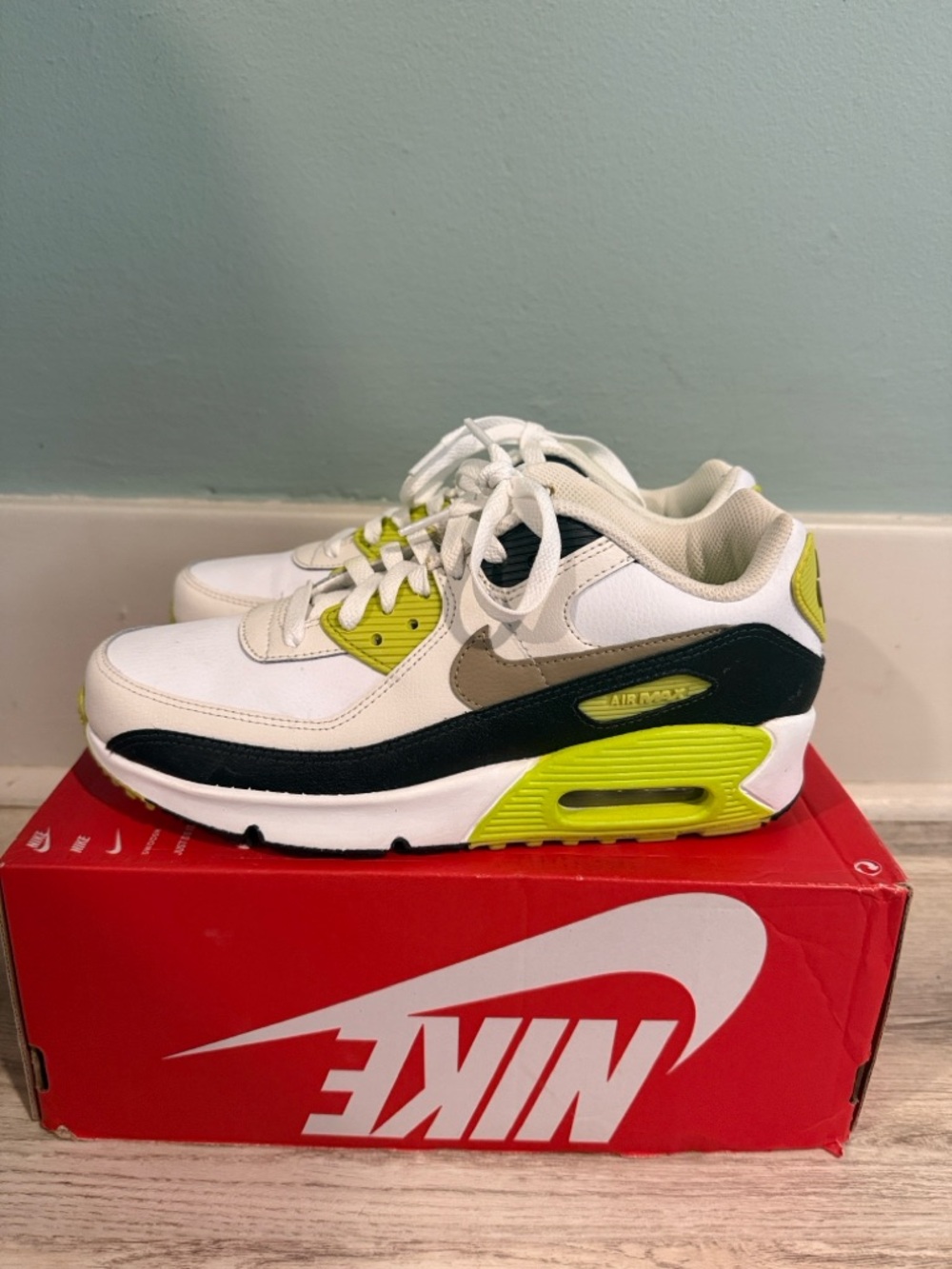 Nike Kids Lime Green and White Athletic Sneakers